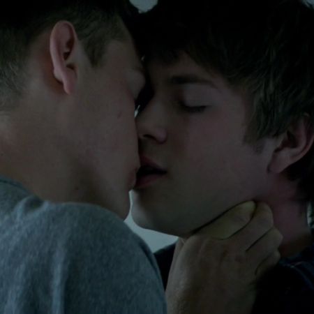 Connor and Miles kissing on-screen